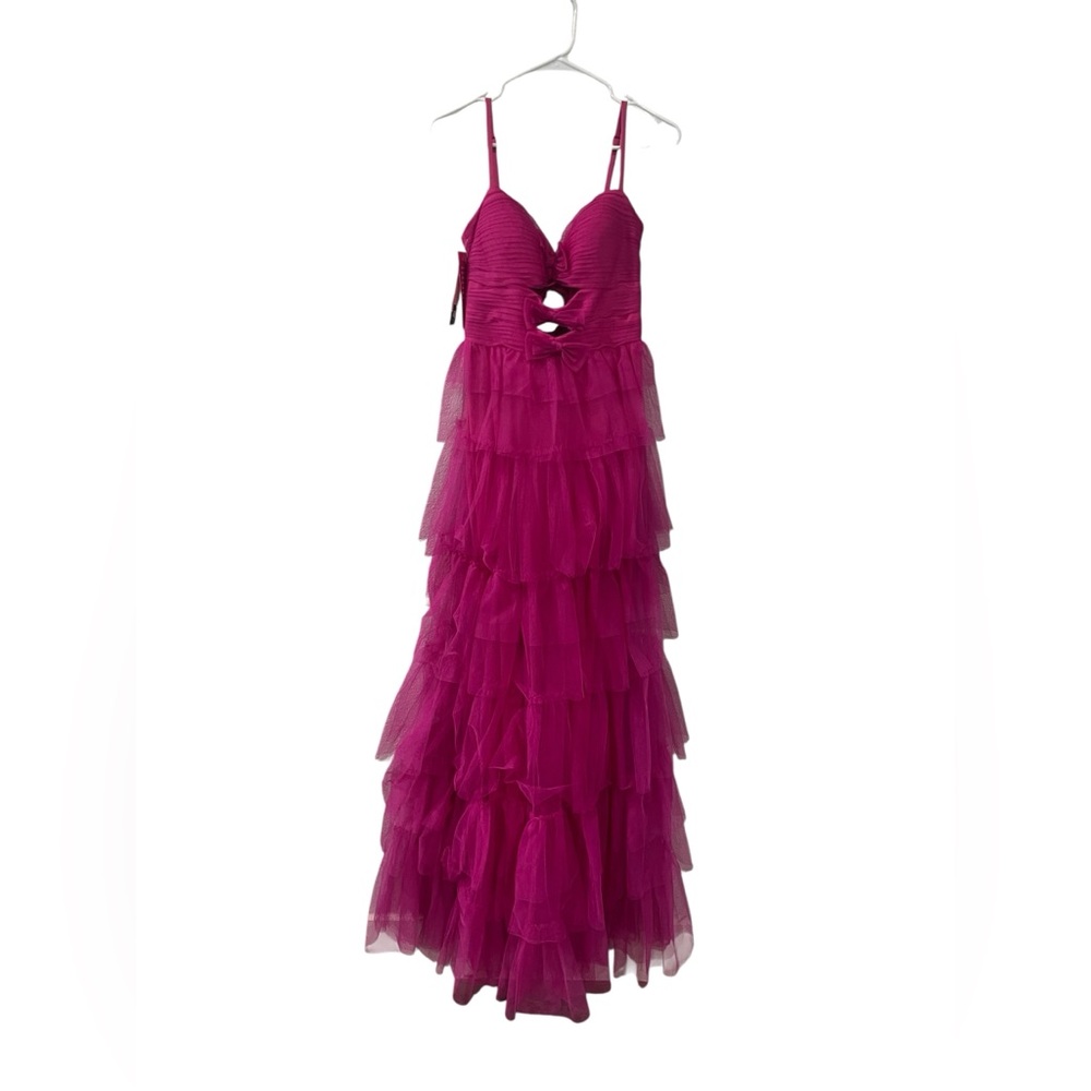 Elegant Magenta Layered Dress - Size 7